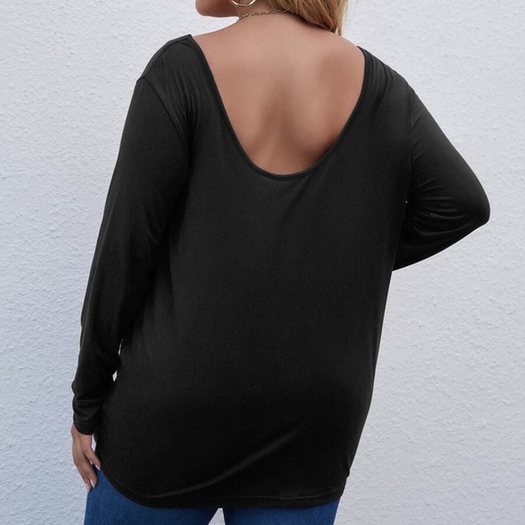 Plus Royal Blue Solid drape Front Long Sleeve Top - Picture 9 of 9